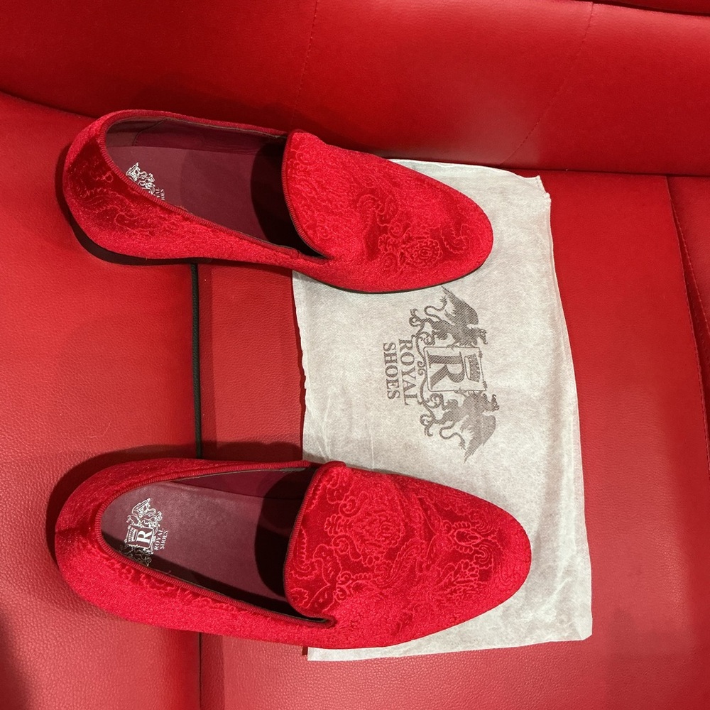 Red Embroidered Loafers